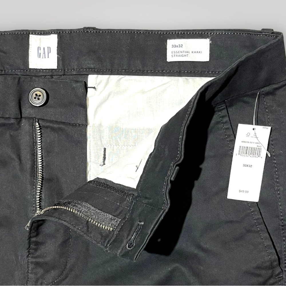 Gap Essential Khaki Straight Leg Black Pants 33”x32” - Picture 6 of 16